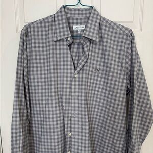 Peter Millar Gray Checkered Men's Shirt Ohio State Buckeyes